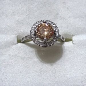 Orange Sapphire White Topaz Accented Silver Ring